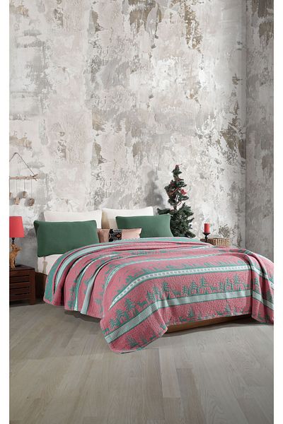 destinyhometex New Year Patterned 6 Layers Muslin Fringeless 230X250 Quilt