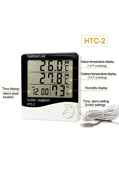 KUAIQU HTC-1 HTC-2 Termometre Higrometre Ev Tipi Mini Buzdolabı İç Ve Dış Mek...