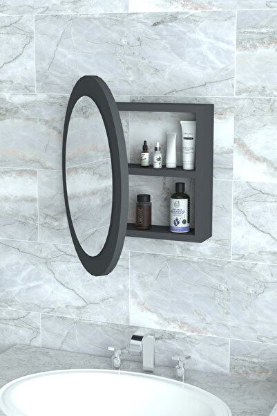 Ekinokshome Yuvarlak Banyo Aynası, Dolaplı Ayna, Makyaj Aynası, Duvar Aynası,...