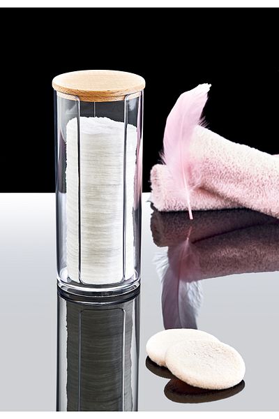 Box Up Cotton Makeup Organizer - Wooden Cover Disc