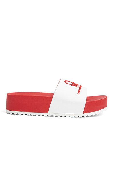 Benetton ® |   Bn-1211- 3489 Λευκό Κόκκινο - Γυναικείες Παντόφλες