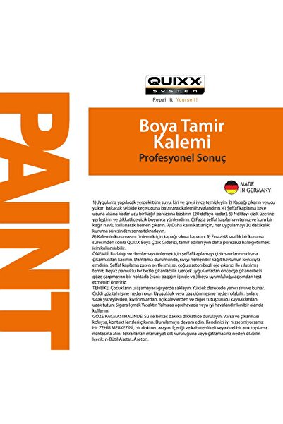 QUIXX Oto Boyası Çizik Onarıcı Kalem