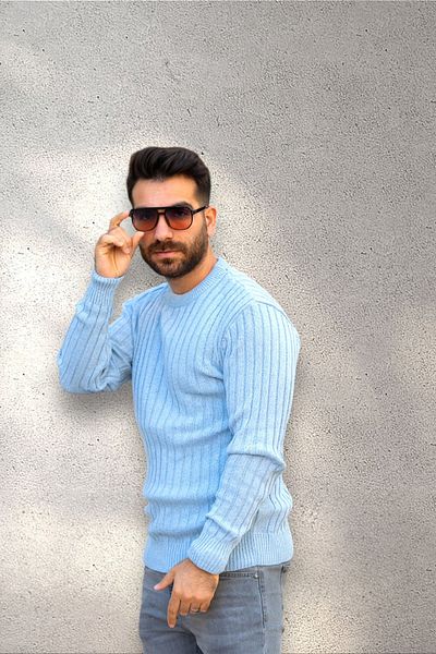 BİRBEYSTORE Ανδρικό πλεκτό πουλόβερ με λαιμόκοψη