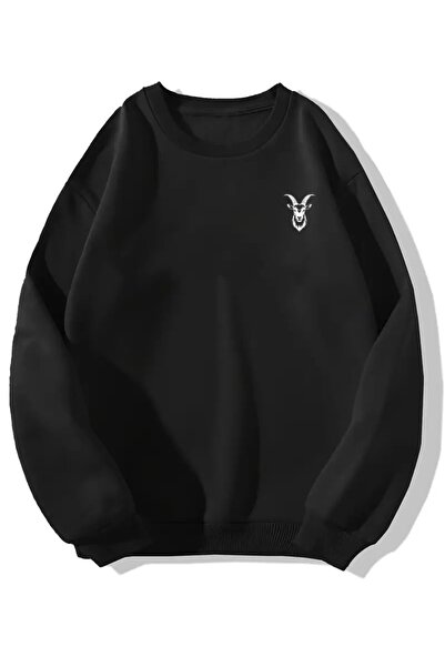 Karatopak سويت شيرت برقبة دائرية كبير الحجم للجنسين بطبعة الماعز