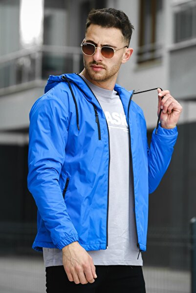 Oksit Ettore Zipper Detailed Water Resistant Men's Coat with Fleece Inside