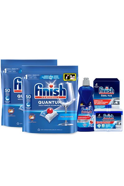 Finish Quantum 100 Tablet Dishwasher Detergent (50X2) Cleaning and Care Set
