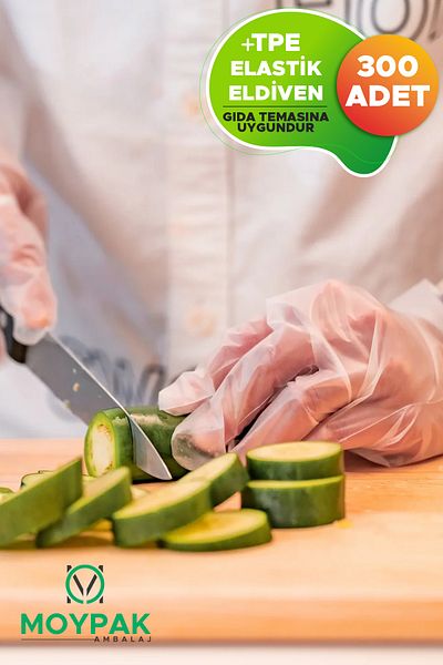 MOYPAK Tpe Plastic - Flexible and Durable Food Cleaning Gloves, Disposable, Large 300 Pieces