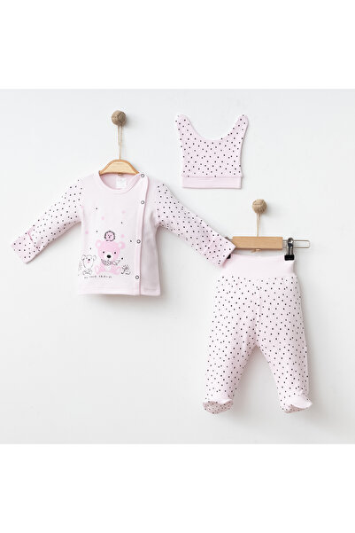 Nai baby طقم خروج الطفل من المستشفى مكون من 3 قطع 100% قطن مع قفازات تيدي بير