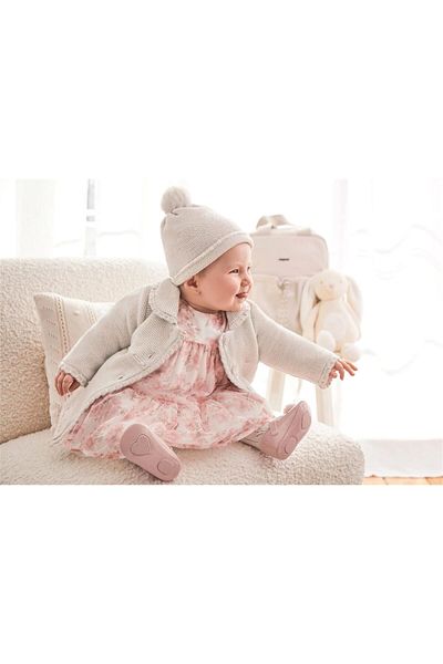 MAYORAL Beige Baby Girl Knitwear Coat - with Hat, Model 2452