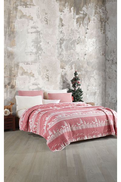 destinyhometex New Year Patterned 6 Layers Muslin Fringeless 230X250 Quilt