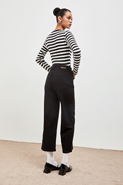 its basic Denim de damă din Lycra neagră - 1w41 Cropped Fit