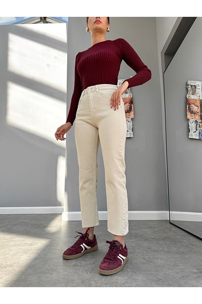 ESRAHELVACI Ecru Cuffed Orj Jeans