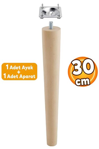 Badem10 Lemn (30 CM) Masa de cafea Zigon Masa Puf Scaun Picior Picioare cu dispozitiv de fixare cu șuruburi M8