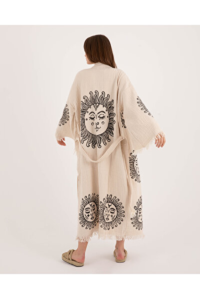 Befera Design Kimono de muselină 100% bumbac cu model imprimat la soare halat...