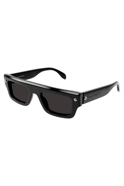 ALEXANDER MCQUEEN نظارات شمسية للجنسين Am0427s 001 52-21 إطار مستطيل من خلات أسود