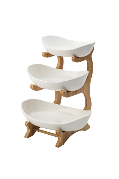 Choice وعاء سلطة أبيض عصري مبتكر بثلاث طبقات، مناسب لغرفة المعيشة والمنزل، طب...