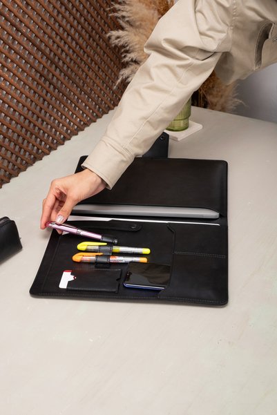 DK LEATHER Pu Leather Laptop MacBook 13, 13.3, 13.6, 14 Inch M1 M2 M3 Laptop Pro Air Organizer Case Briefcase