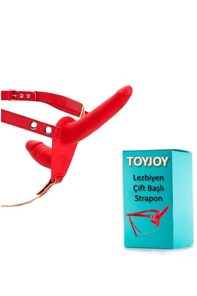 TOYJOY Çift Başlı Strapon Dildo Penis İki Taraflı Kemerli Penis Strap-on Dildo For Lesbian  Couple