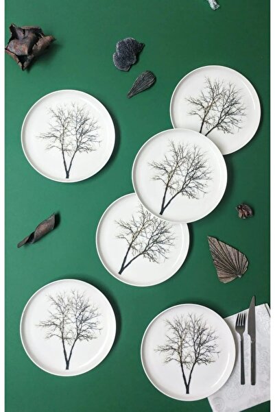 Güral Porselen Karışık Desenli Tabak Seti 6lı Servis Sunum Tabağı