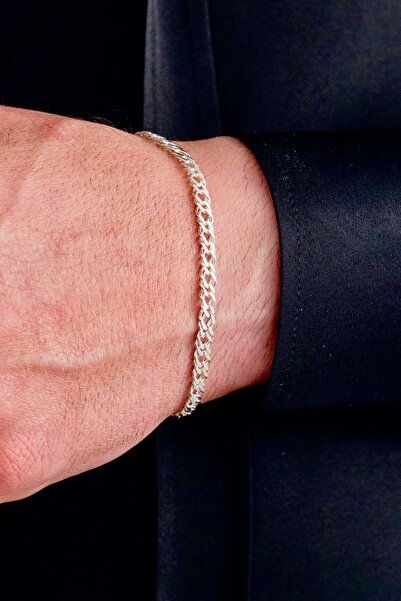 Ricco Jewellery 925 Ayar Gümüş Lazer Kesim Kuş Gözü Erkek Bileklik