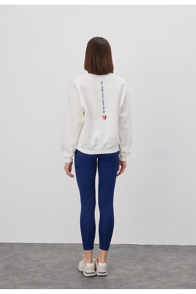TUBİA Women's Ecru Color Back Printed Oversize Sweatshirt