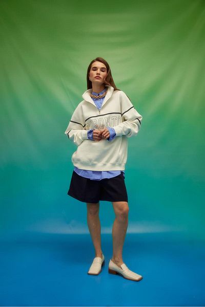 TUBİA Raised Half Zipper Printed Sweatshirt