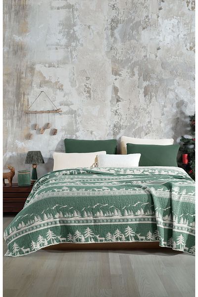 destinyhometex New Year Patterned 6 Layers Muslin Fringeless 230X250 Quilt