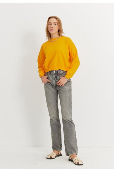 TUBİA Hanorac scurt de bază de culoare caise pentru femei