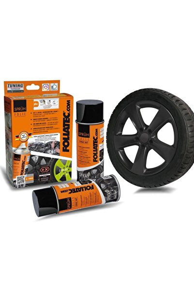 FOLIATEC Jant Metal Sprey Folyo Yüzey Kaplama Seti 2x400ml. Siyah Mat