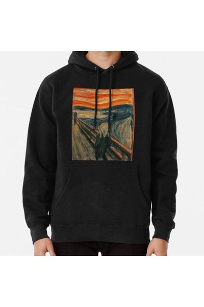 Hvit Stein The Scream του Edvard Munch εμπριμέ φούτερ