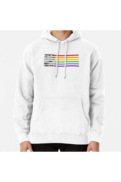 Hvit Stein Φούτερ με στάμπα Lightsaber Rainbow