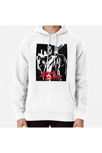 Hvit Stein Φούτερ με στάμπα Sin City Marv Comic Frank Miller