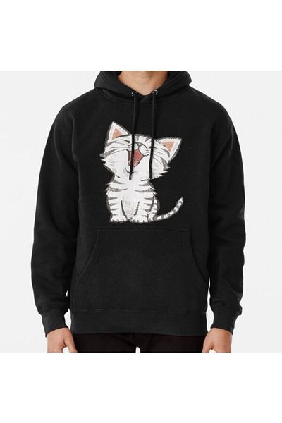 Hvit Stein Φούτερ με στάμπα American Shorthair happy
