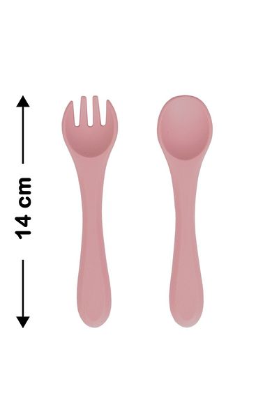 Sevi Bebe Dried Rose Silicone Fork and Spoon Set