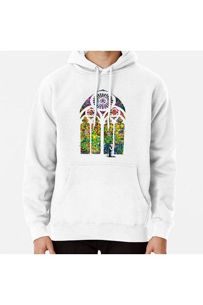 Hvit Stein Banksy Stained Glass Church Window Printed Sweatshirt