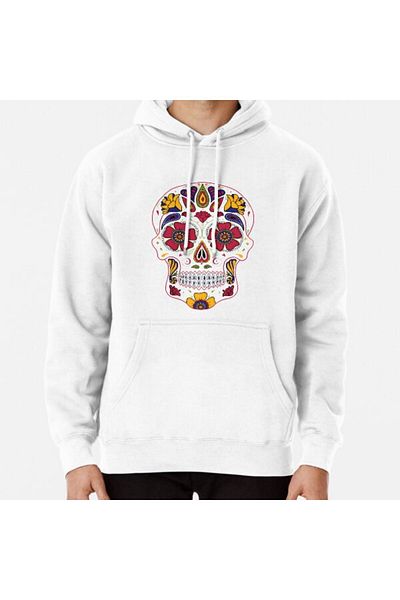 Hvit Stein Φούτερ με σκούρο εμπριμέ Day of the Dead Sugar Skull