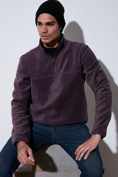 Buratti Regular Fit Anti-Pilling Non-Pilling Stand Collar Thick Winter Raised Fleece Men's Polar