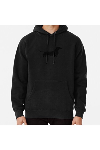 Hvit Stein صورة ظلية للكلاب الألمانية - سويت شيرت مطلي ناعم مطبوع عليه كلب وينر