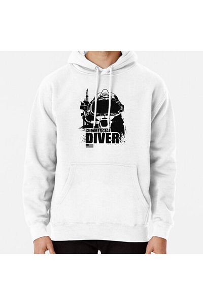 Hvit Stein Φούτερ American Commercial Diver με στάμπα
