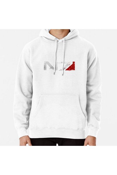 Hvit Stein Φούτερ με στάμπα Mass Effect Distressed N7