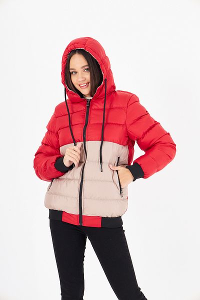 CrazyShopping Women's Jesika Fabric Garnished Zippered Hooded Puffer Jacket