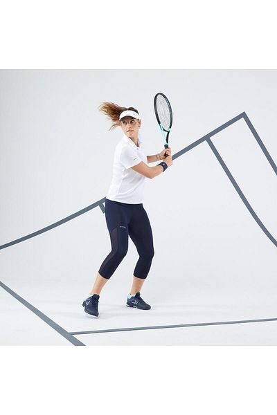 Decathlon Artengo Women's 3/4 Tennis Tights - Blue / Black - Hip Ball