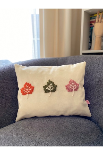 Les Passent Изпрана ленена калъфка за възглавница с есенна тема и мотив на листа