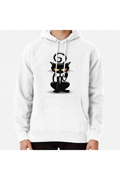 Hvit Stein Cat Cattish Angry Black Cat Hanorac imprimat cu personaje amuzante
