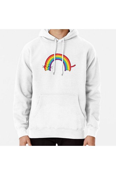 Hvit Stein Φούτερ με στάμπα Rainbow Cat