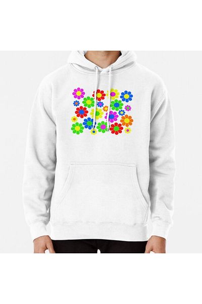 Hvit Stein Hippy Flower Daisy Spring Pattern Printed Sweatshirt