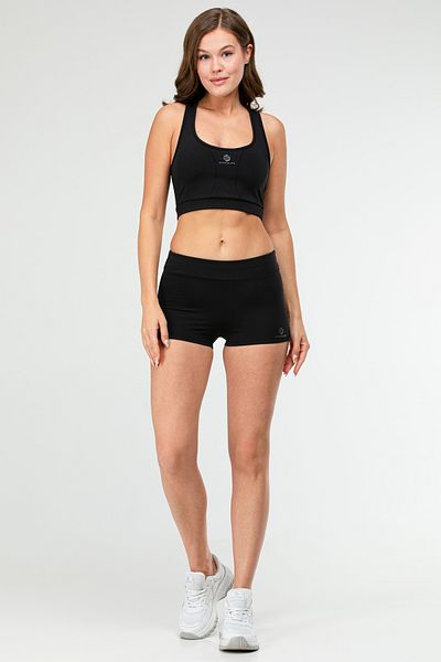 speedlife Set pantaloni scurți pentru femei, negru, slim fit, din țesătură de scufundări, cu gât deschis, Sb0676