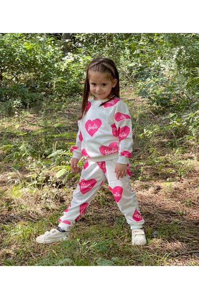 BUUFUU Girl's Heart Printed Long Sleeve Bottom Top Set