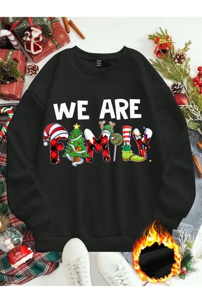 Pink Sky Plus Size Christmas Printed Oversize Sweatshirt