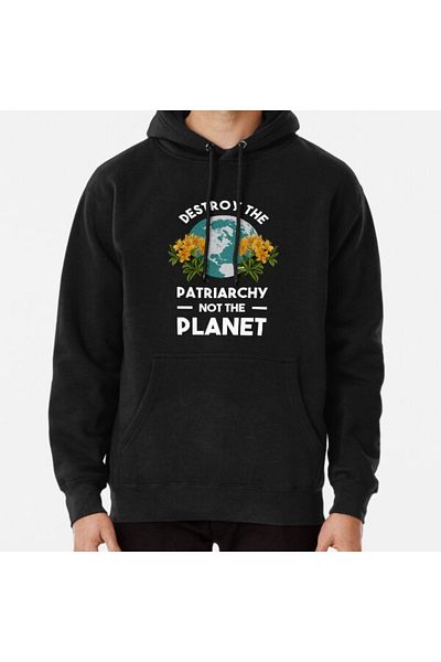 Hvit Stein Φούτερ με στάμπα Destroy The Patriarchy Not The Planet